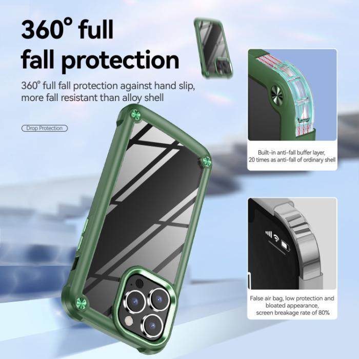 Bild 5,  iPhone 15 Pro Max Skal Armor Shockproof Hybrid Grön - Teknikhallen.se