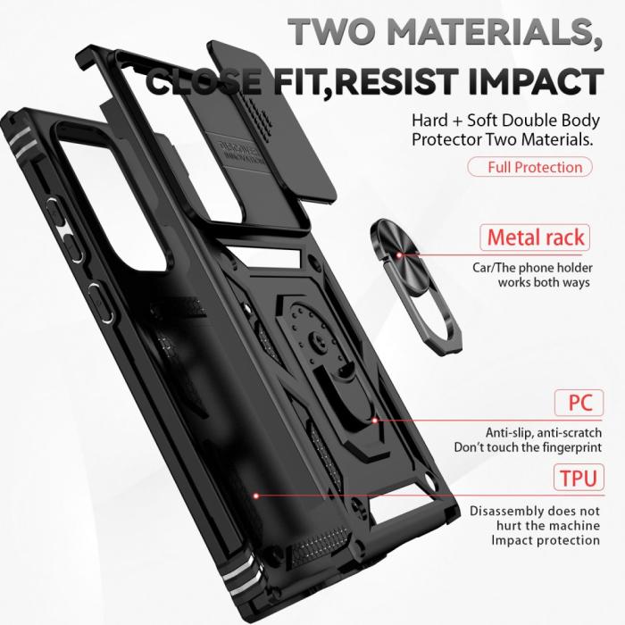 Bild 4,  Samsung Galaxy S23 Ultra Skal Hybrid Ring CamShield Svart - Teknikhallen.se