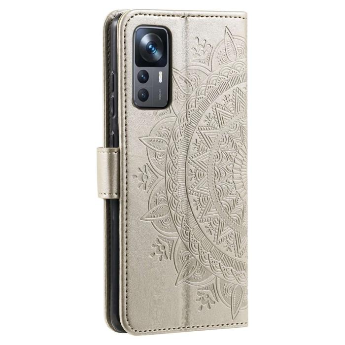 Bild 6,  Xiaomi 12T / 12T Pro Fodral Mandala Läder Guld - Teknikhallen.se