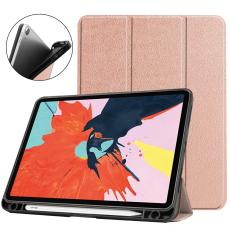  iPad Air 2026-2020 Fodral Tri-Fold Litchi Ros&eacute;guld - Teknikhallen.se