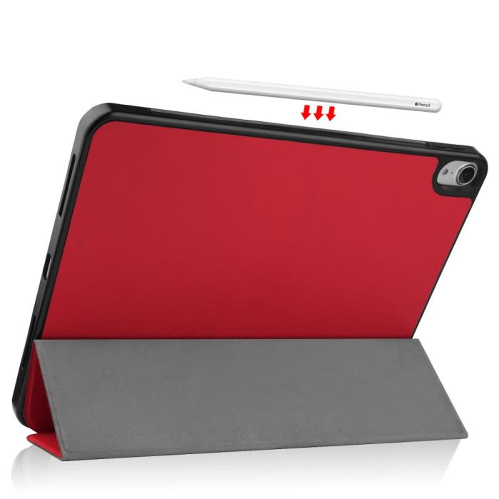Bild 4,  iPad Air 2026-2020 Fodral Tri-Fold Litchi Röd - Teknikhallen.se