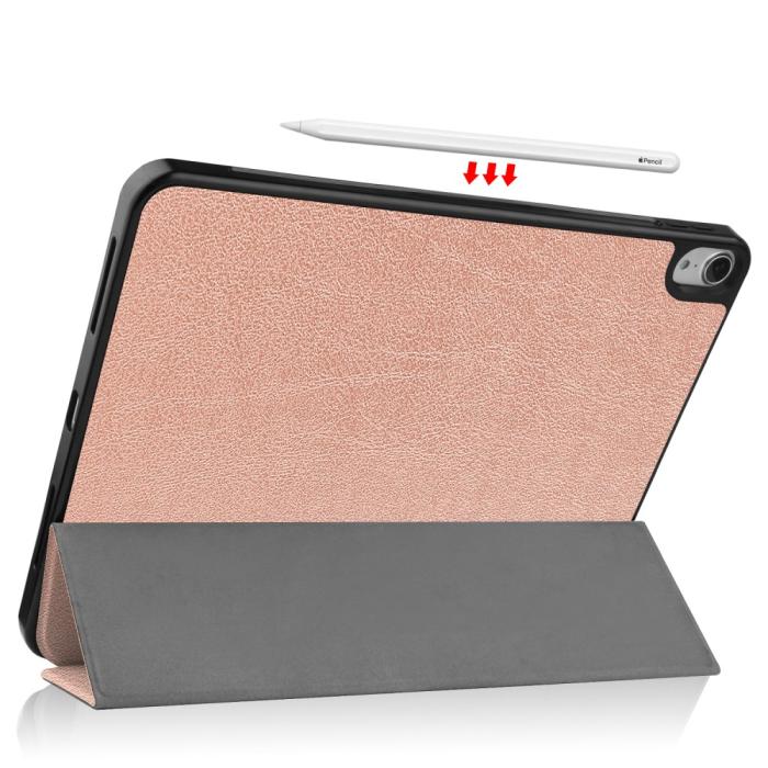 Bild 4,  iPad Air 2026-2020 Fodral Tri-Fold Litchi Roséguld - Teknikhallen.se