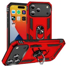  iPhone 17 Pro Skal Shockproof Hybrid Ring R&ouml;d - Teknikhallen.se