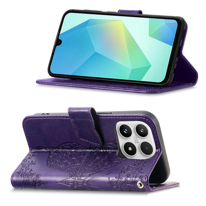 Bild 2,  Xiaomi 17 Fodral Läder Fjäril Mörk Lila - Teknikhallen.se