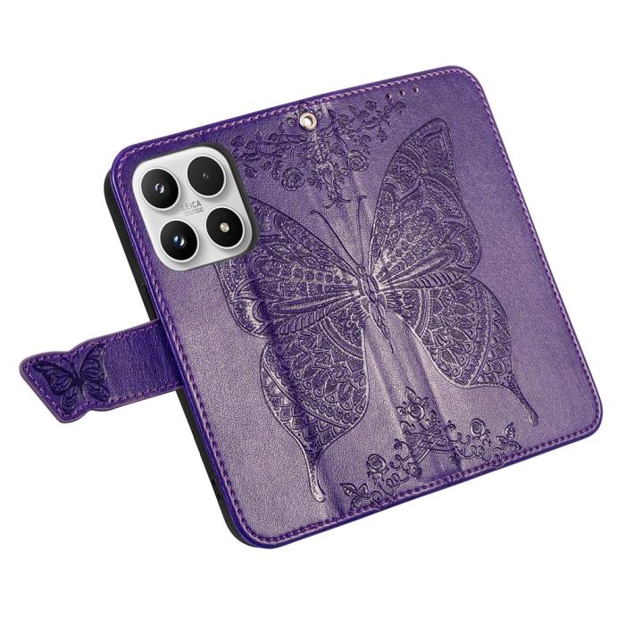 Bild 3,  Xiaomi 17 Fodral Läder Fjäril Mörk Lila - Teknikhallen.se
