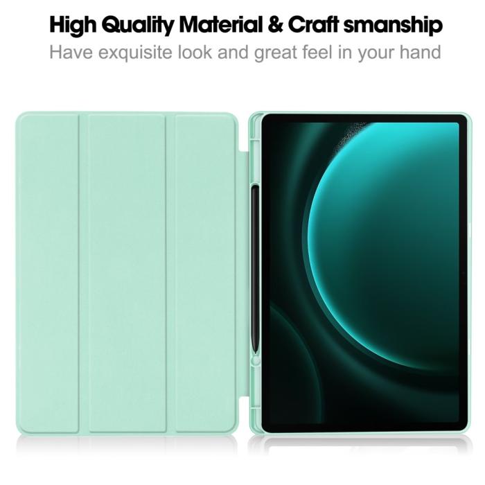 Bild 2,  Galaxy Tab S9 FE Plus Fodral Tri-Fold Pennhållare Grön - Teknikhallen.se