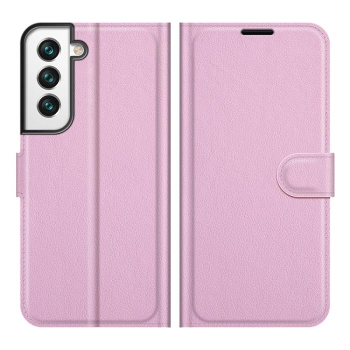 Bild 2,  Samsung Galaxy S22 Fodral Litchi Textur Ljus Rosa - Teknikhallen.se