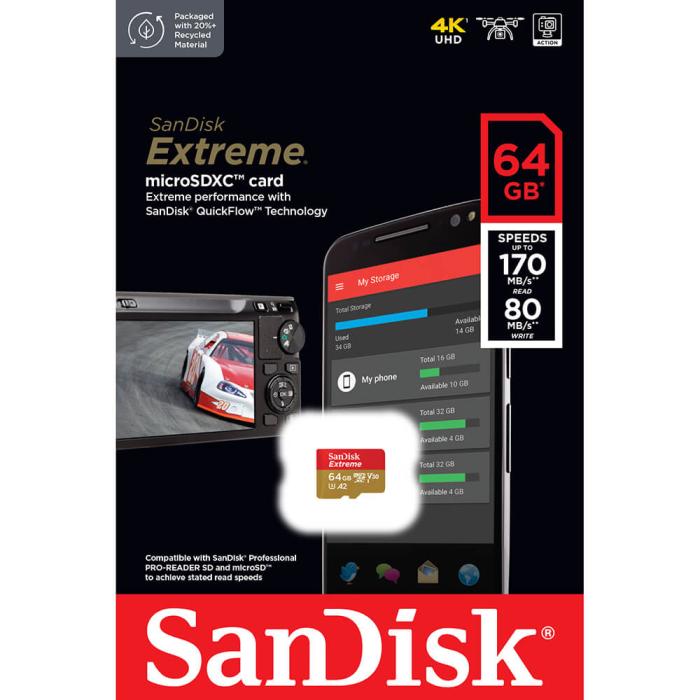 Bild 2, SanDisk SanDisk MicroSDXC Extreme 64 GB 170MB/s UHS-I - Teknikhallen.se