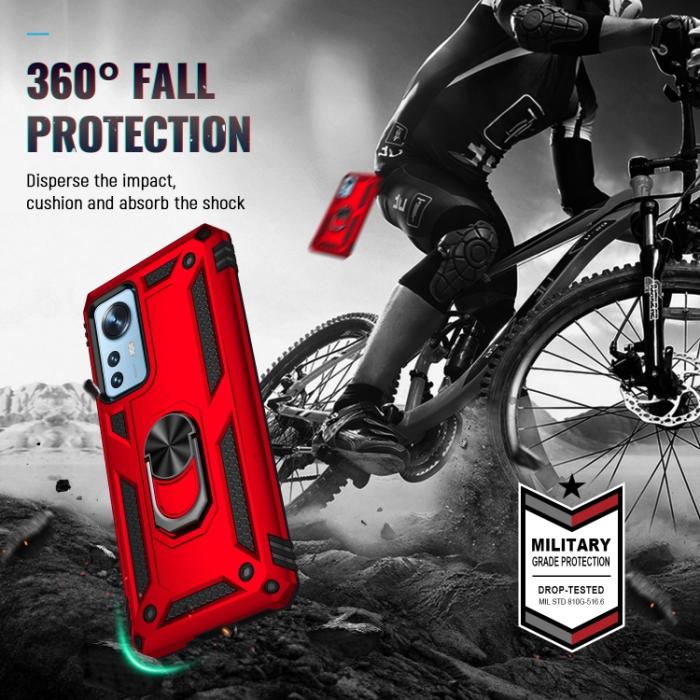 Bild 6,  Xiaomi 12 Skal Shockproof Ring Röd - Teknikhallen.se