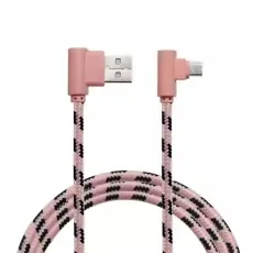  2M Micro USB Vinklad Kabel - Ros&eacute;guld - Teknikhallen.se