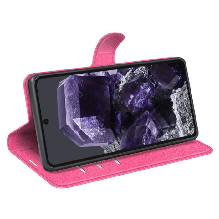 Bild 3,  Google Pixel 8A Litchi Läder Fodral Rosa - Teknikhallen.se