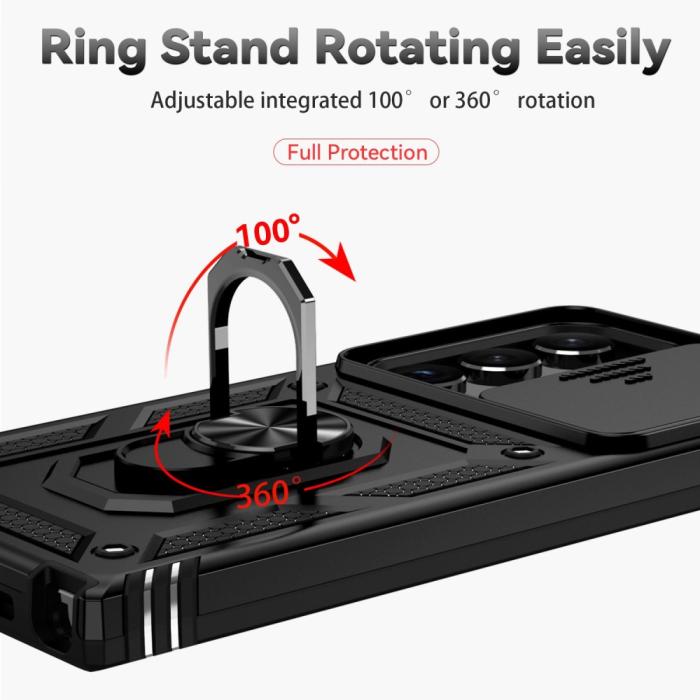 Bild 6,  Samsung Galaxy S23 Ultra Skal Hybrid Ring CamShield Svart - Teknikhallen.se