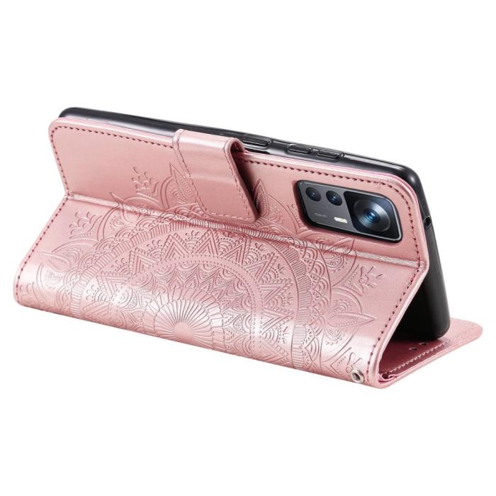 Bild 4,  Xiaomi 12T / 12T Pro Fodral Mandala Läder Roséguld - Teknikhallen.se