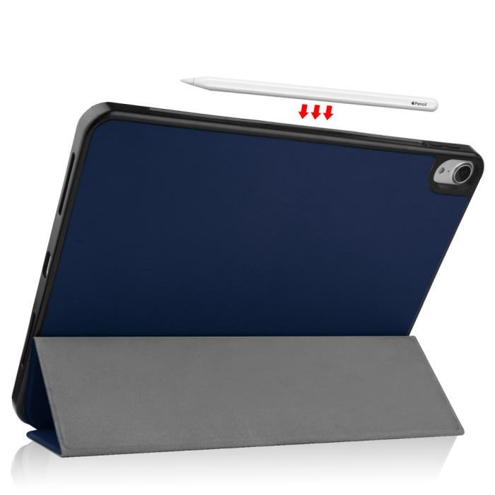 Bild 4,  iPad Air 2026-2020 Fodral Tri-Fold Litchi Mörk Blå - Teknikhallen.se