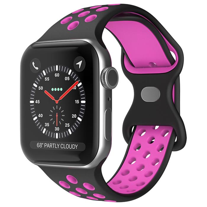 Bild 2, ColorPop Sportarmband Dual-Color Apple Watch 42/44/45/46/49 mm (M/L) Svart/Lila - Teknikhallen.se