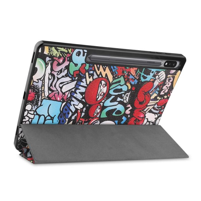 Bild 2,  Samsung Galaxy Tab S7 Plus / Tab S8 Plus Fodral Tri-Fold Pennhållare - Teknikhallen.se
