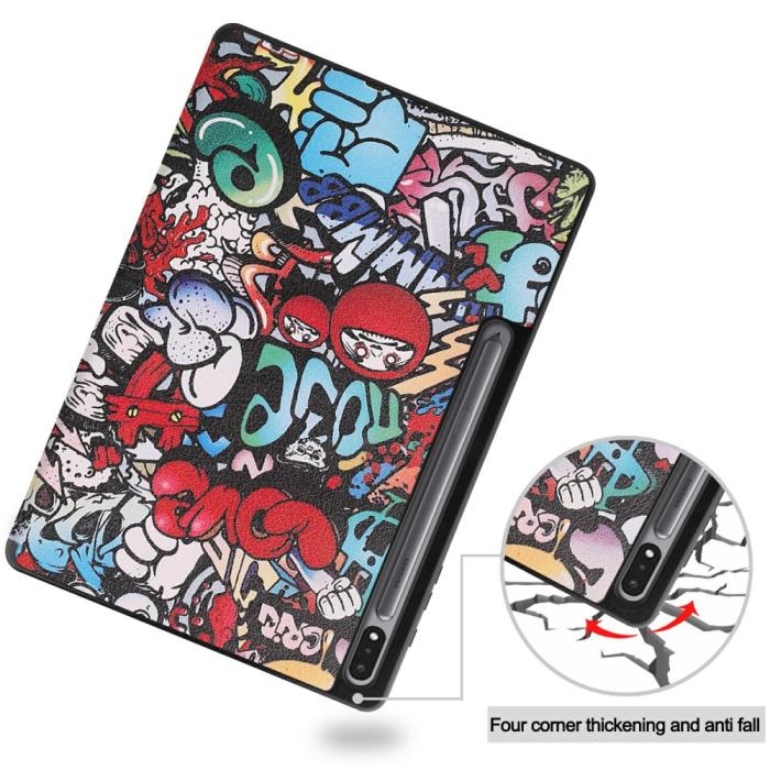 Bild 3,  Samsung Galaxy Tab S7 Plus / Tab S8 Plus Fodral Tri-Fold Pennhållare - Teknikhallen.se
