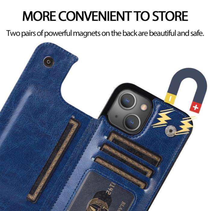 Bild 6,  iPhone 14 Plus Skal Med Plånbok Blå - Teknikhallen.se