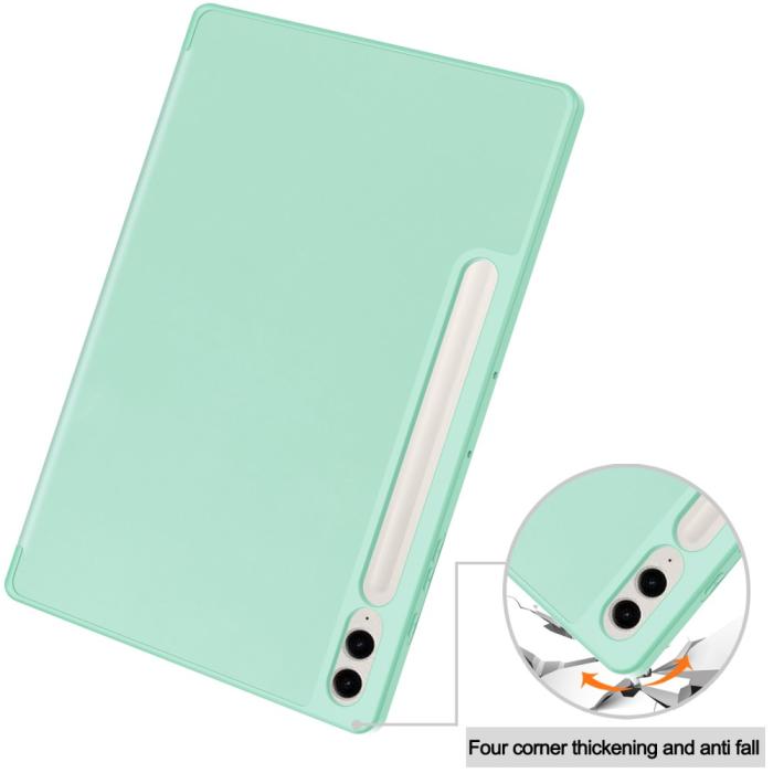 Bild 6,  Galaxy Tab S9 FE Plus Fodral Tri-Fold Pennhållare Grön - Teknikhallen.se