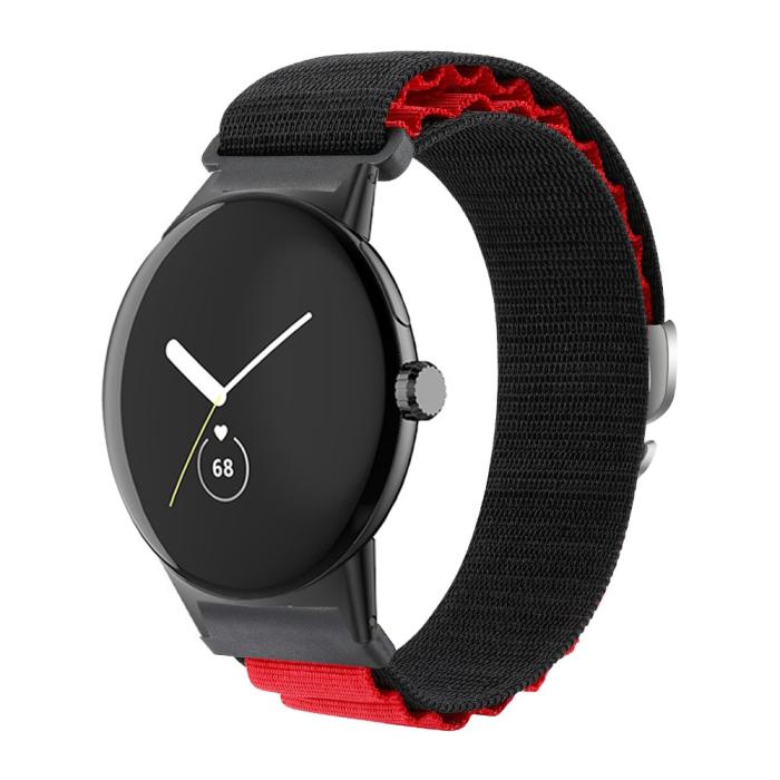 Bild 3,  Google Pixel Watch / Watch 2 Armband Nylon Pro Svart/Röd - Teknikhallen.se