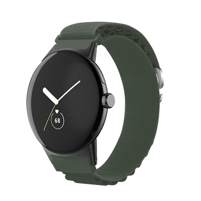 Bild 3,  Google Pixel Watch / Watch 2 Armband Nylon Pro Militär Grön - Teknikhallen.se