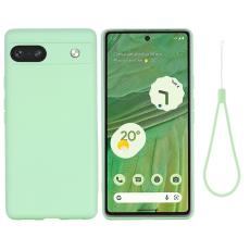  Google Pixel 7A Skal Liquid Silikon Med Strap Gr&ouml;n - Teknikhallen.se