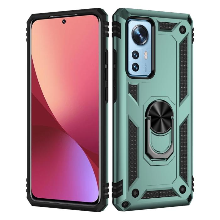 Bild 2,  Xiaomi 12 Skal Shockproof Ring Mörk Grön - Teknikhallen.se