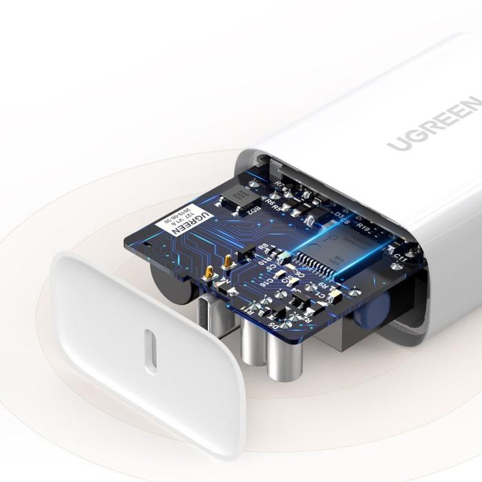 Bild 5, UGREEN Ugreen 30W USB-C QC PD Snabbladdare Väggladdare Vit - Teknikhallen.se