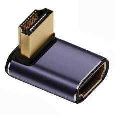  8K 60Hz 90&deg; Uppvinkel HDMI Hane - HDMI 2.1 Hona Adapter Bl&aring; - Teknikhallen.se