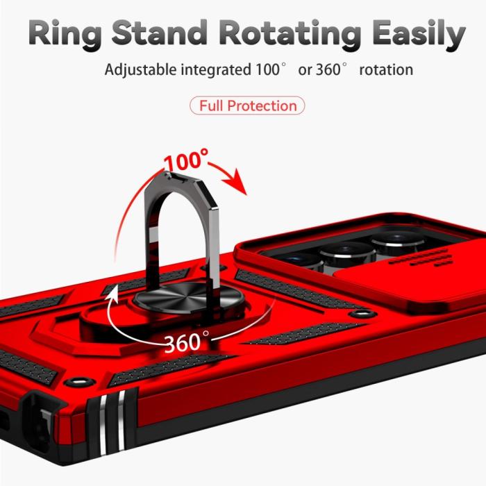 Bild 6,  Samsung Galaxy S23 Ultra Skal Hybrid Ring CamShield Röd - Teknikhallen.se