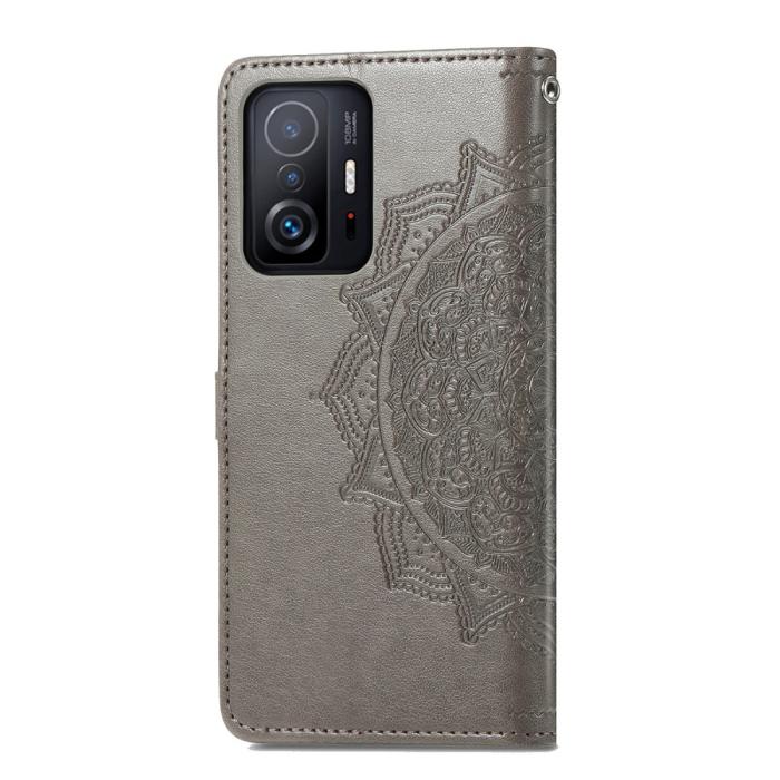 Bild 3,  Xiaomi 11T / 11T Pro Fodral Läder Mandala Grå - Teknikhallen.se