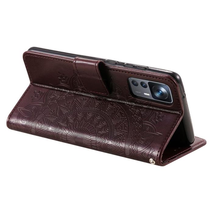 Bild 4,  Xiaomi 12T / 12T Pro Fodral Mandala Läder Brun - Teknikhallen.se