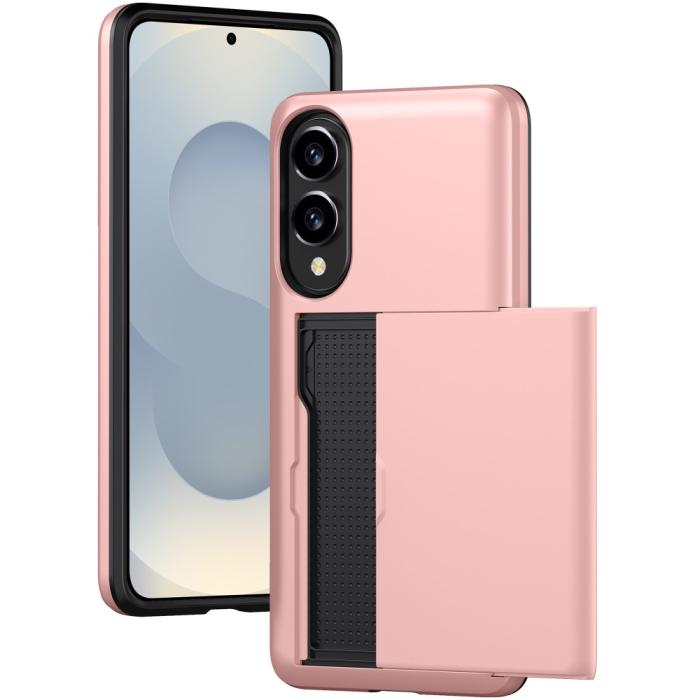 Bild 2,  Samsung Galaxy S25 Edge Skal Hybrid Med Kortfack Rosa - Teknikhallen.se