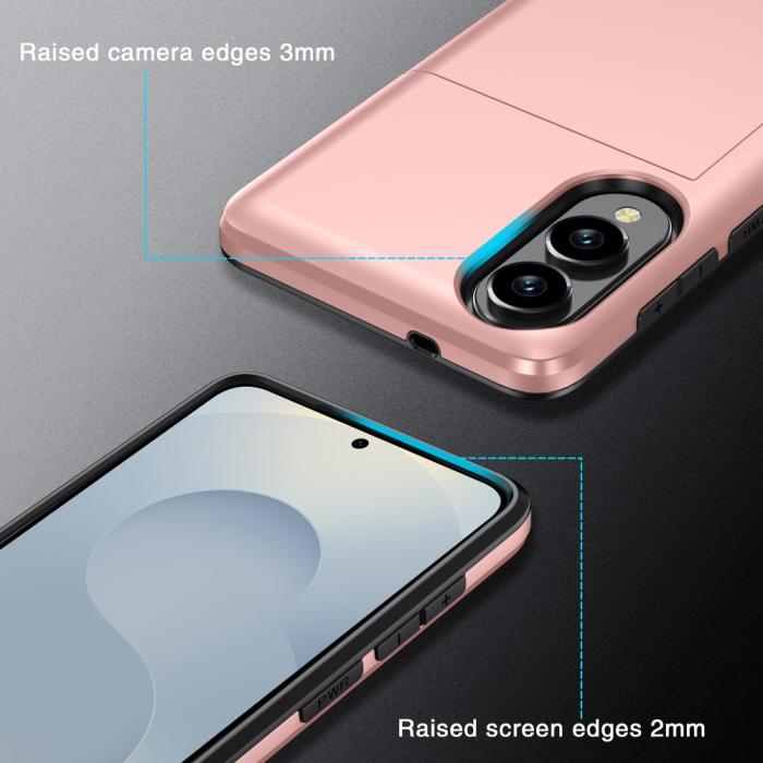 Bild 4,  Samsung Galaxy S25 Edge Skal Hybrid Med Kortfack Rosa - Teknikhallen.se