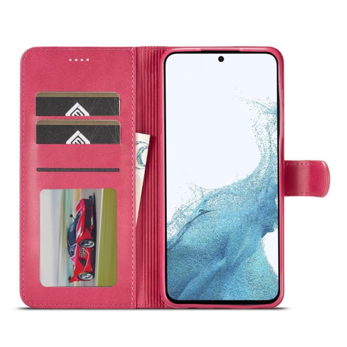 Bild 2, LC.IMEEKE LC.IMEEKE Samsung Galaxy A34 5G Fodral Läder Rosa/Röd - Teknikhallen.se