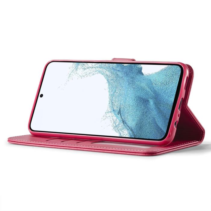 Bild 3, LC.IMEEKE LC.IMEEKE Samsung Galaxy A34 5G Fodral Läder Rosa/Röd - Teknikhallen.se