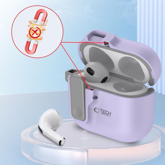 Bild 5, Tech-Protect Tech-Protect AirPods 4 Skal Slim Hook Lavender - Teknikhallen.se