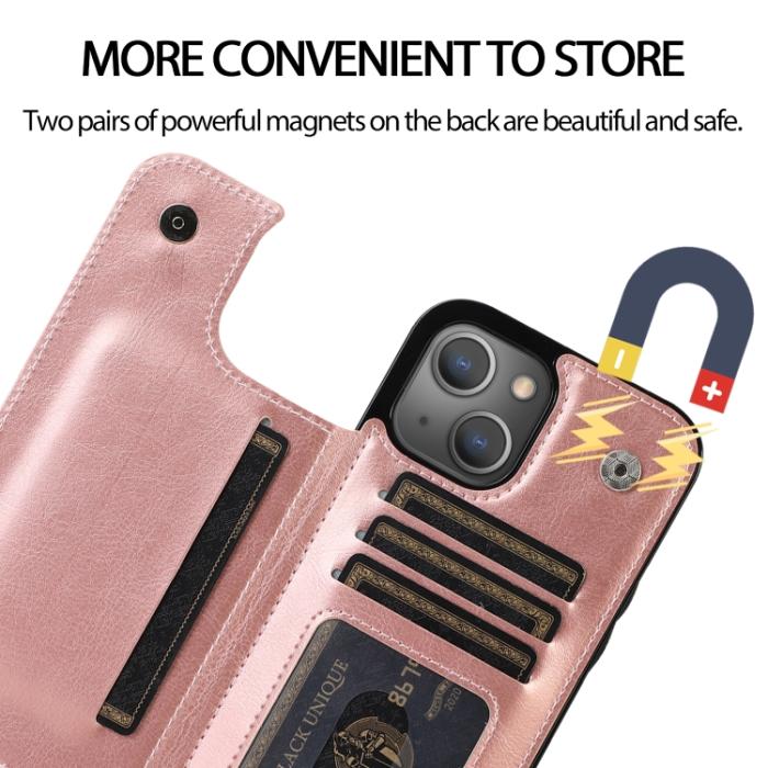 Bild 6,  iPhone 14 Plus Skal Med Plånbok Roséguld - Teknikhallen.se