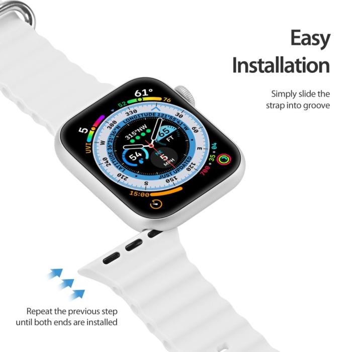 Bild 6, DUX DUCIS DUX DUCIS Apple Watch 38/40/41/42 mm mm Armband Wave Design Vit - Teknikhallen.se