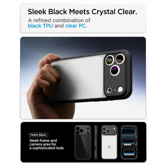 Bild 6, Spigen Spigen iPhone 18 Pro / 17 Pro Skal Ultra Hybrid Mattsvart - Teknikhallen.se