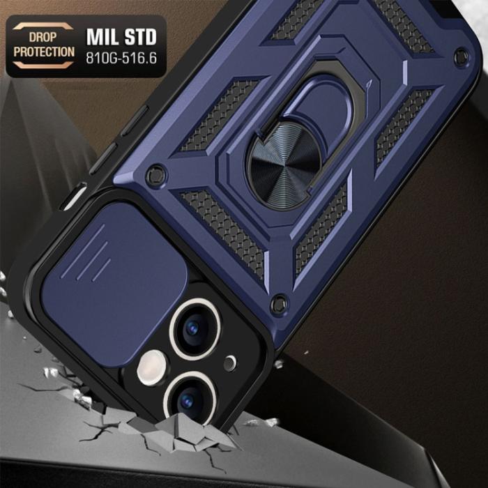 Bild 2,  iPhone 14 Pro Skal CamShield Hybrid Ring Blå - Teknikhallen.se