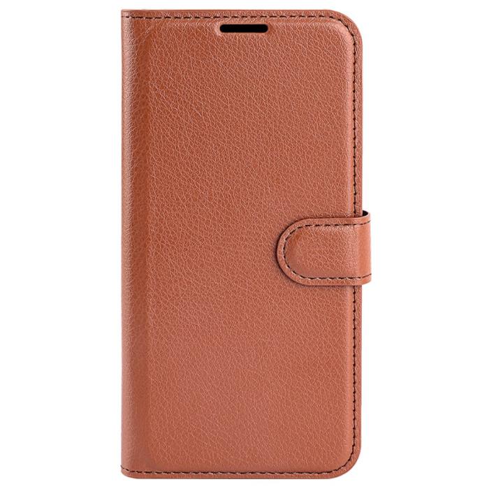 Bild 5,  Samsung Galaxy S24 Ultra Fodral Läder Litchi Brun - Teknikhallen.se