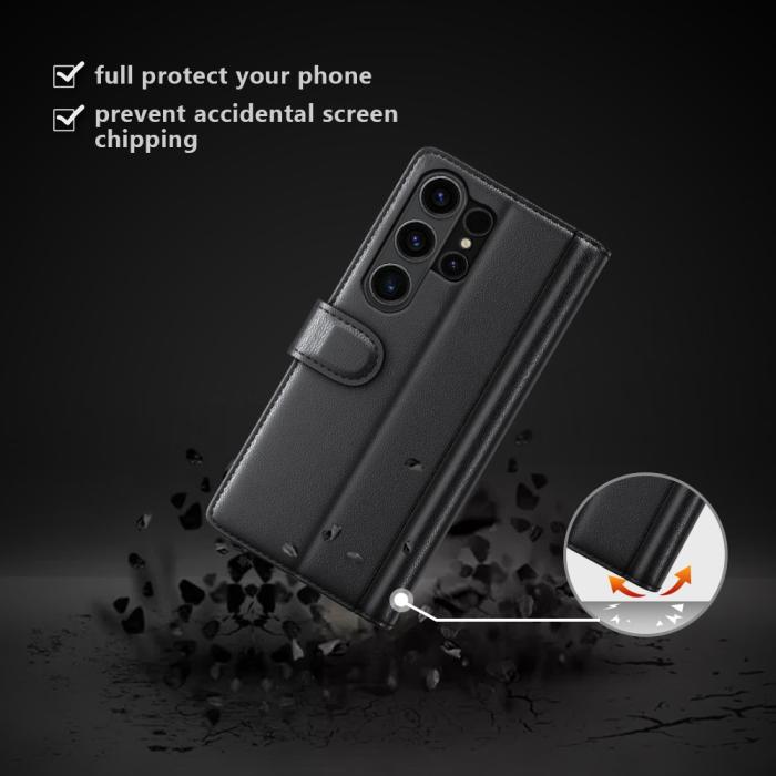 Bild 4,  Samsung Galaxy S24 Ultra Fodral Premium Äkta Läder Svart - Teknikhallen.se