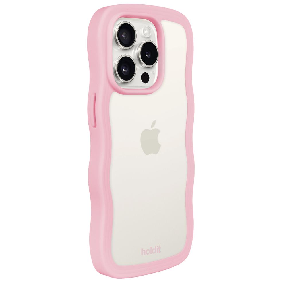 holdit holdit iPhone 15 Pro Skal Wavy Pink Transparent - Teknikhallen.se