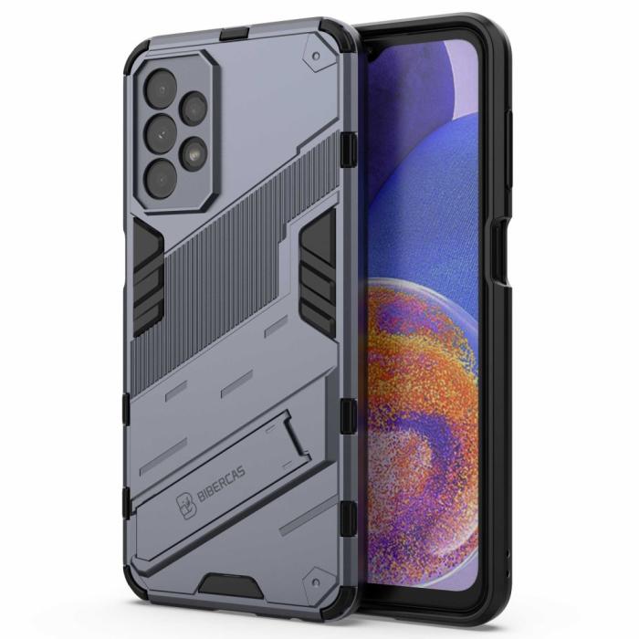 Bild 2,  Samsung Galaxy A23 5G Skal Shockproof Hybrid Kickstand Grå - Teknikhallen.se