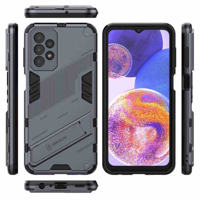 Bild 5,  Samsung Galaxy A23 5G Skal Shockproof Hybrid Kickstand Grå - Teknikhallen.se