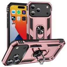  iPhone 17 Pro Skal Shockproof Hybrid Ring Ros&eacute;guld - Teknikhallen.se