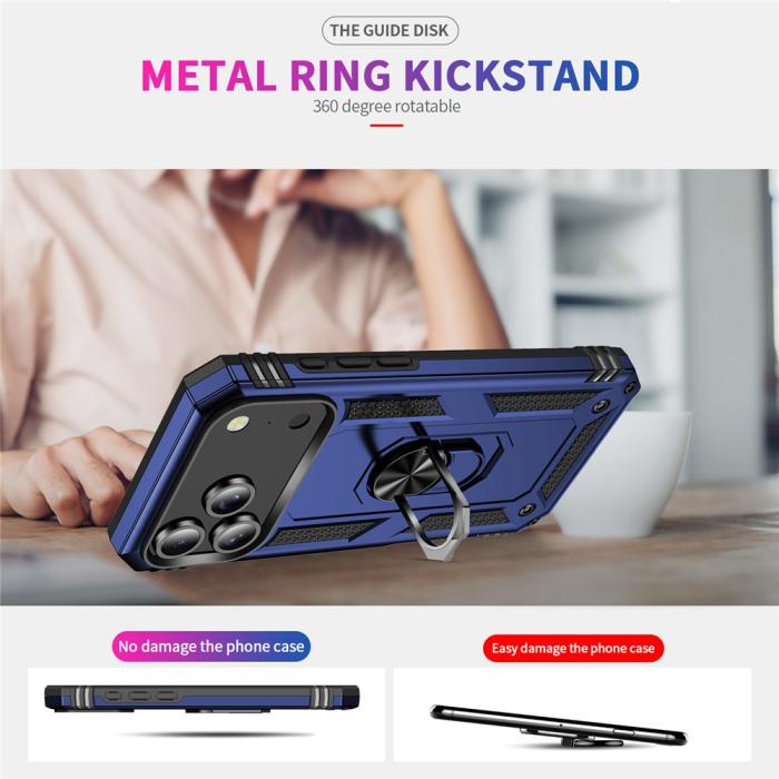 Bild 6,  iPhone 17 Pro Skal Shockproof Hybrid Ring Blå - Teknikhallen.se