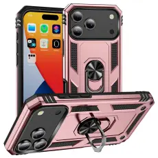  iPhone 17 Pro Skal Shockproof Hybrid Ring Ros&eacute;guld - Teknikhallen.se