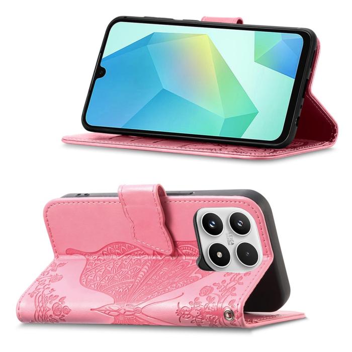 Bild 2,  Xiaomi 17 Fodral Läder Fjäril Rosa - Teknikhallen.se